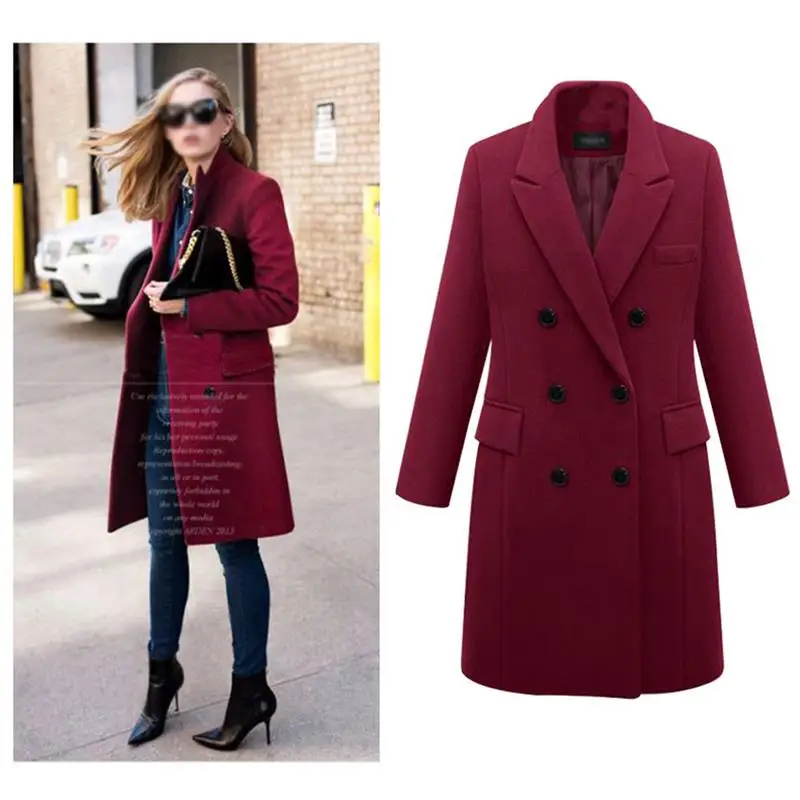 Winter Lapel Wool Coat Trench Jacket Long Parka Overcoat Casual Outwear Abrigos Mujer Invierno Large Size 5XL | Женская одежда