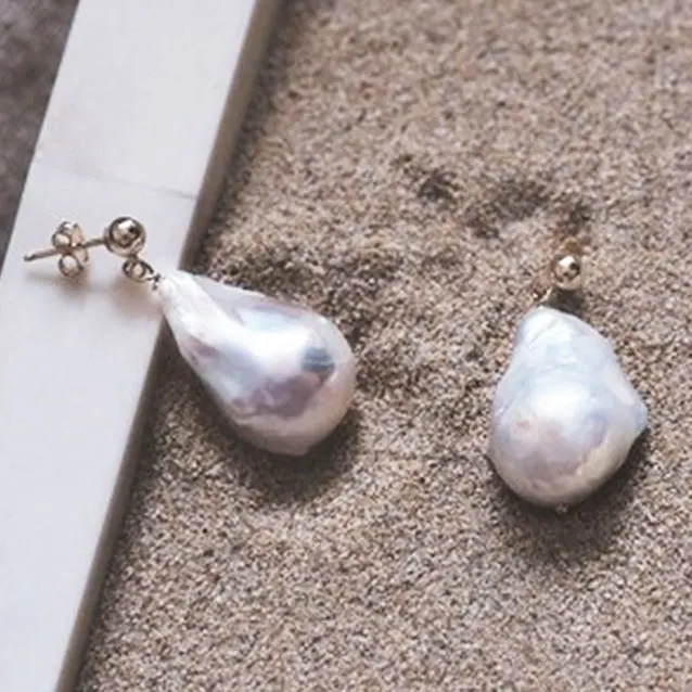 Серьги с барочным жемчугом 16-20 мм серьги золотым темпераментом нежные винтажные