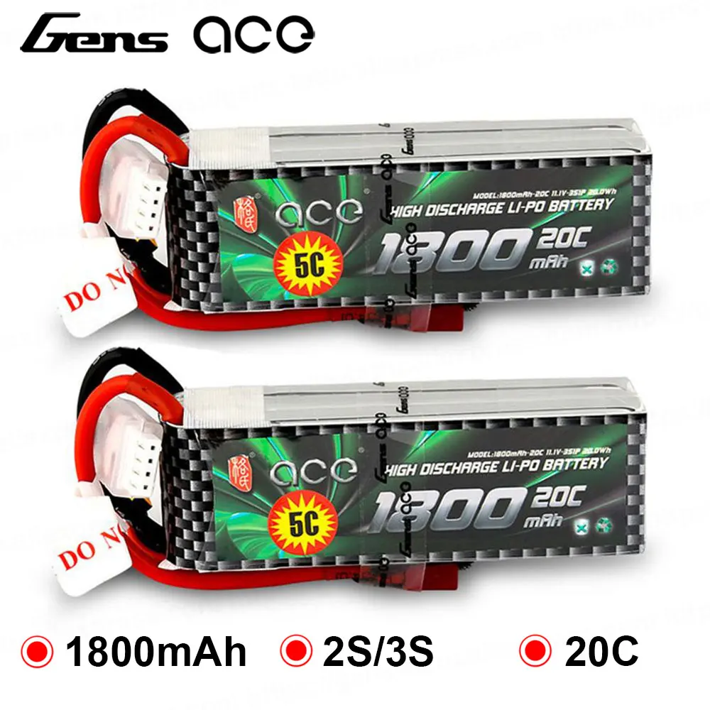Литий полимерный аккумулятор Gens ace 2S 3S 1800 мАч 7 4 В 11 1 20C 40C Deans батарейный блок для