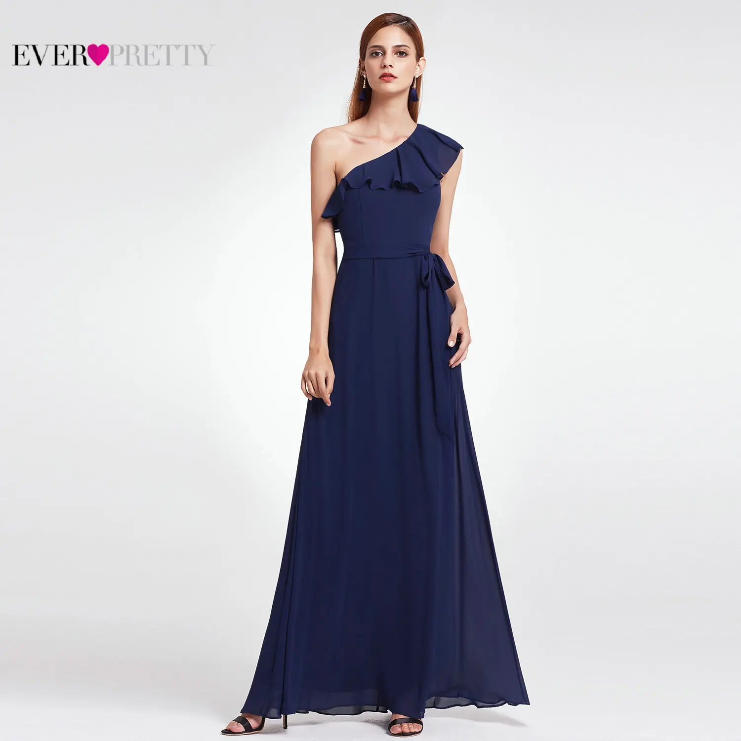 Темно синие длинные платья подружек невесты Ever Pretty Новое прибытие Дешевые одно