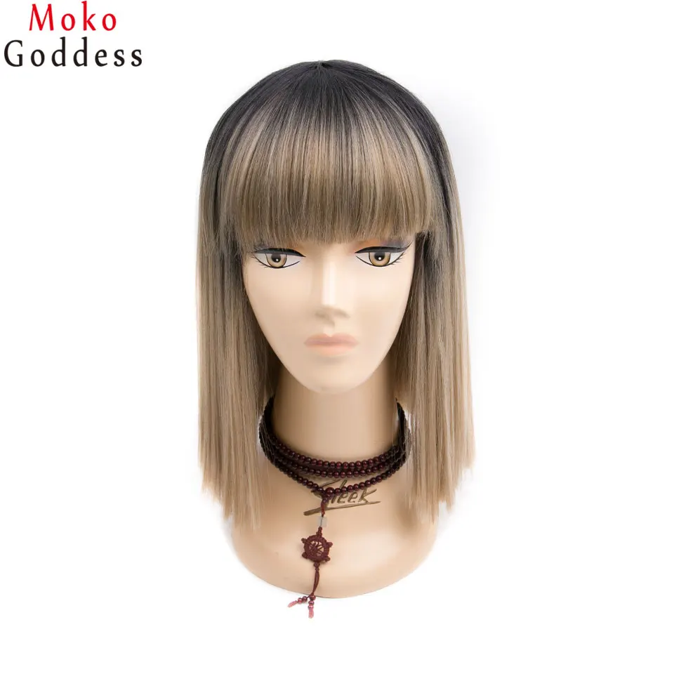 Mokogoddess короткие волосы парики для женщин Омбре парик блонд синтетические