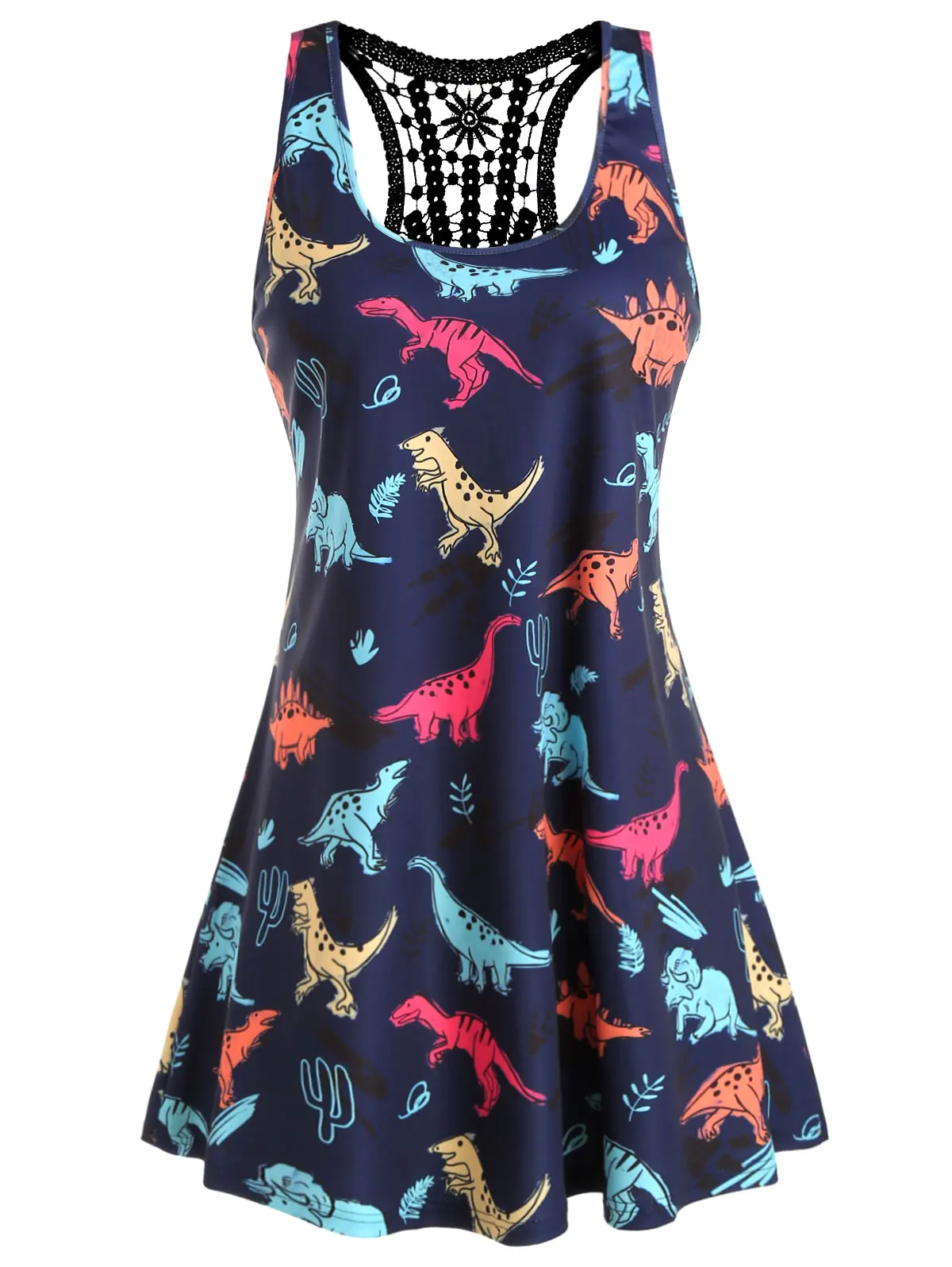 Wipalo Dinosaur Print Plus Size Women Summer Sleeveless Vest Top Tank Lace Tops Ladies Regata Feminina 5XL | Женская одежда