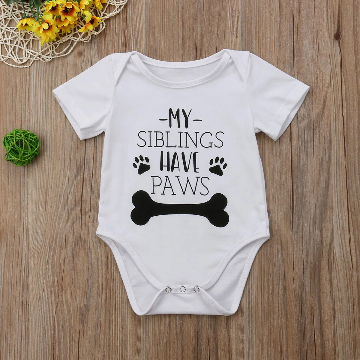 my siblings have paws print Short sleeve One Piece Bodysuit For Baby Boy | Детская одежда и обувь