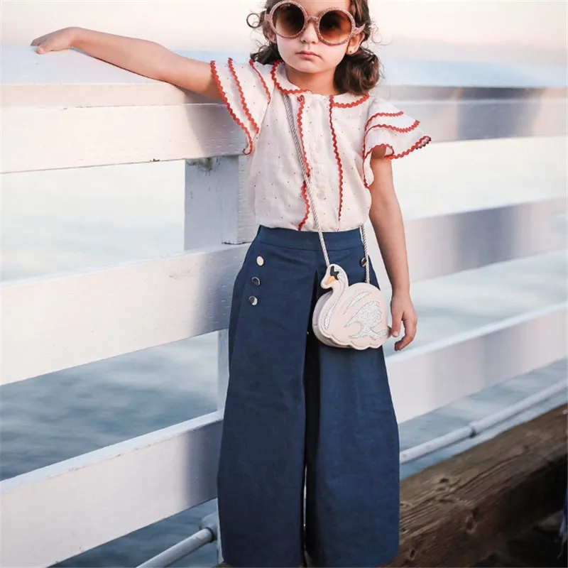 Одежда для маленьких девочек 2 шт. рубашка с короткими рукавами и принтом в виде