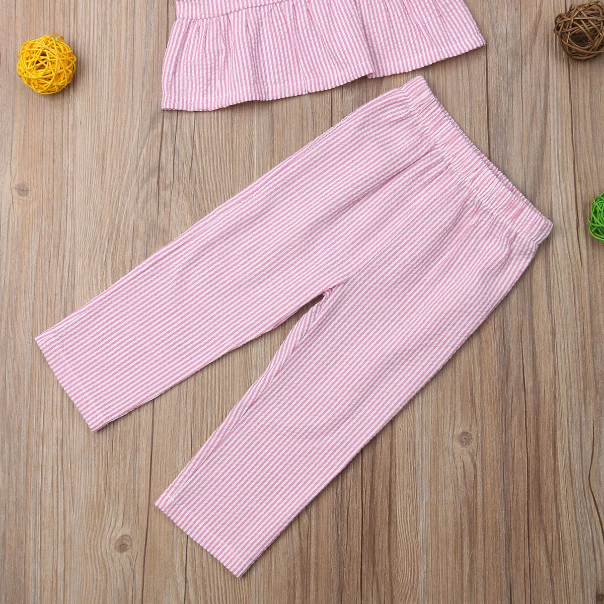 Emmababy 2019 Toddler Kids Baby Girl Outfit Clothes Pink Striped Vest Tops T-shirt+Long Pants 2PCS Set 1-6T | Детская одежда и