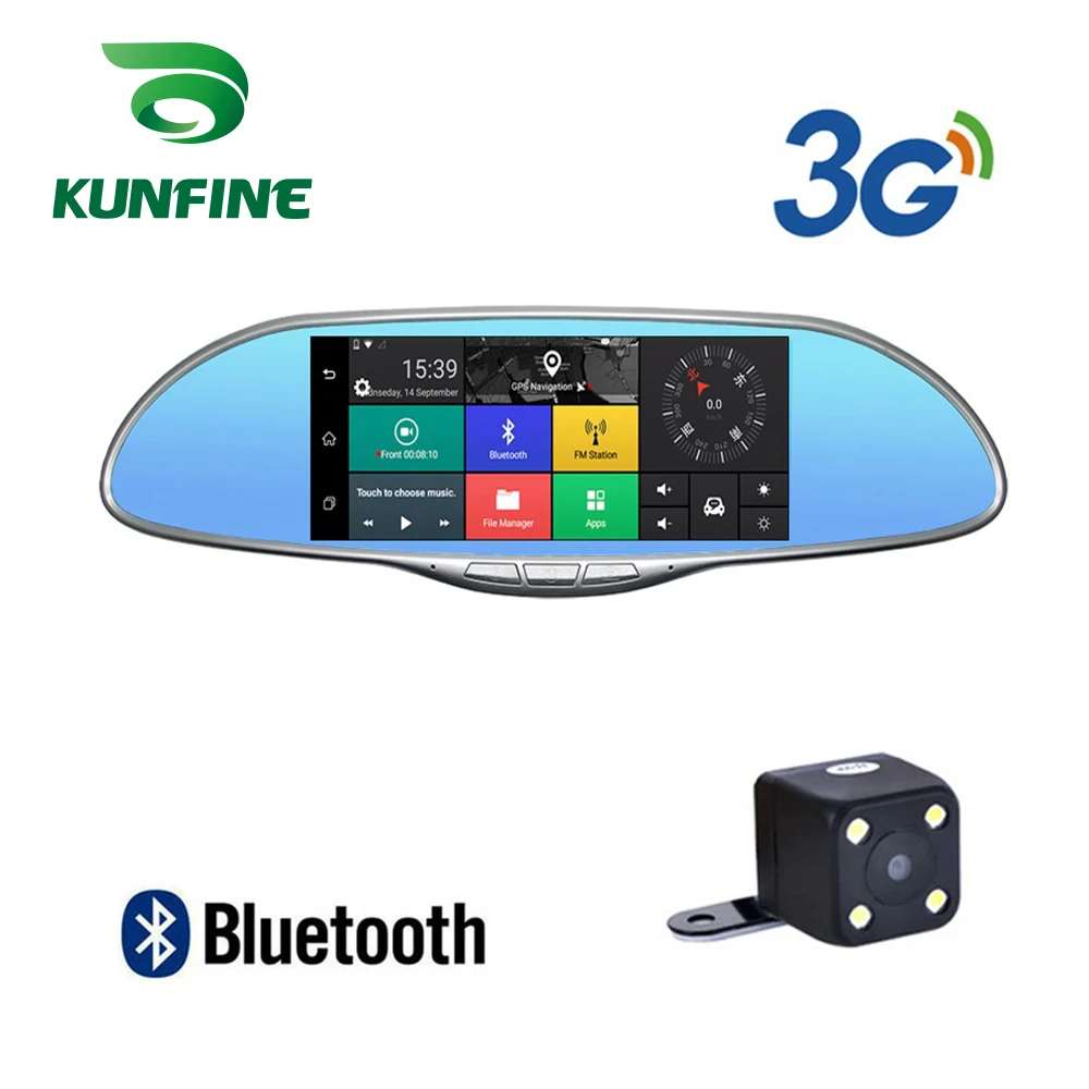 

KUNFINE 10" Android GPS Navi Dash Cam Car DVR Mirror Video Recorder Dual Cameras Recording WIFI Bluetooth With 3G FM Transmit