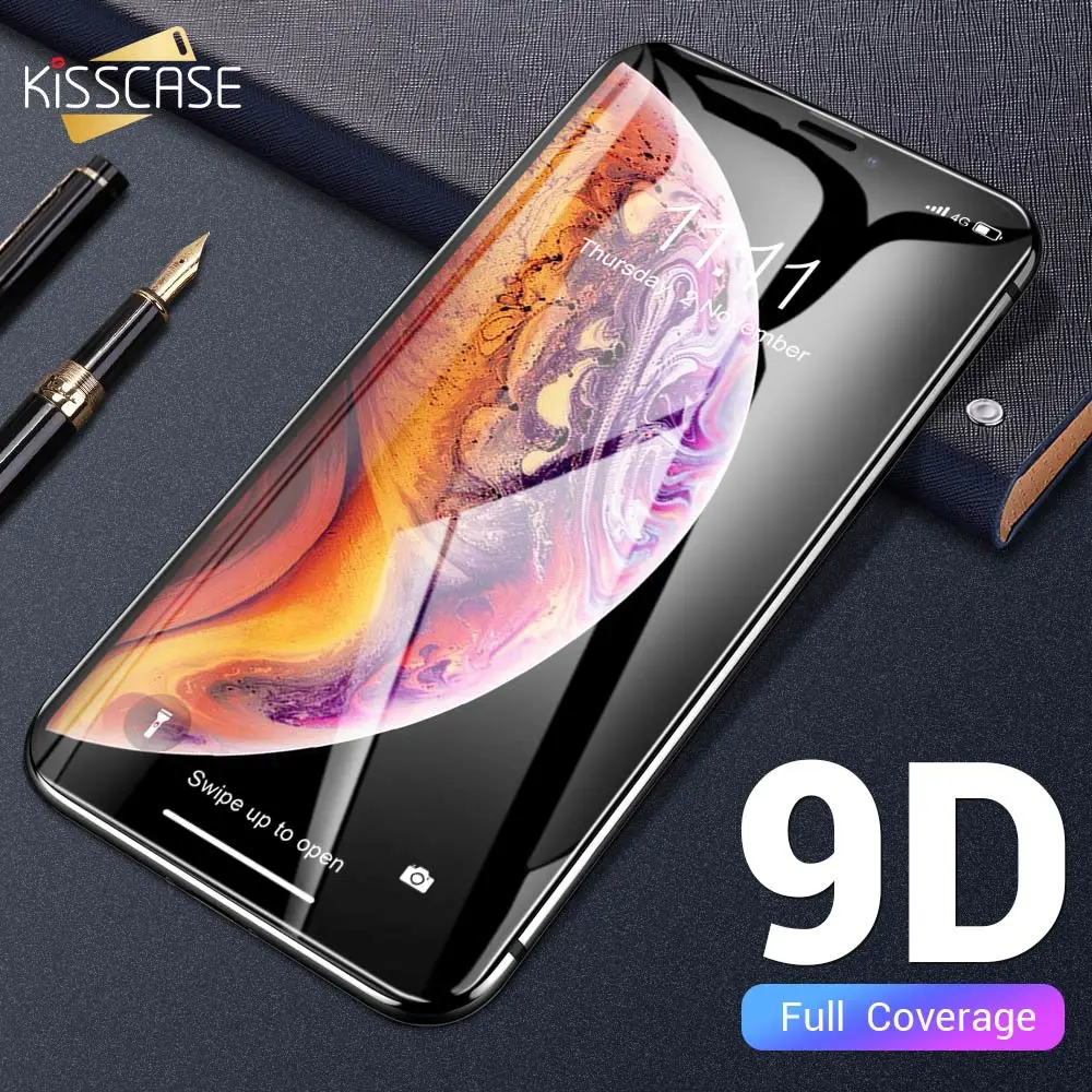 KISSCASE 9D Защита экрана для iPhone 6 6s 7 8 Plus взрывозащищенное Закаленное стекло X XR XS MAX