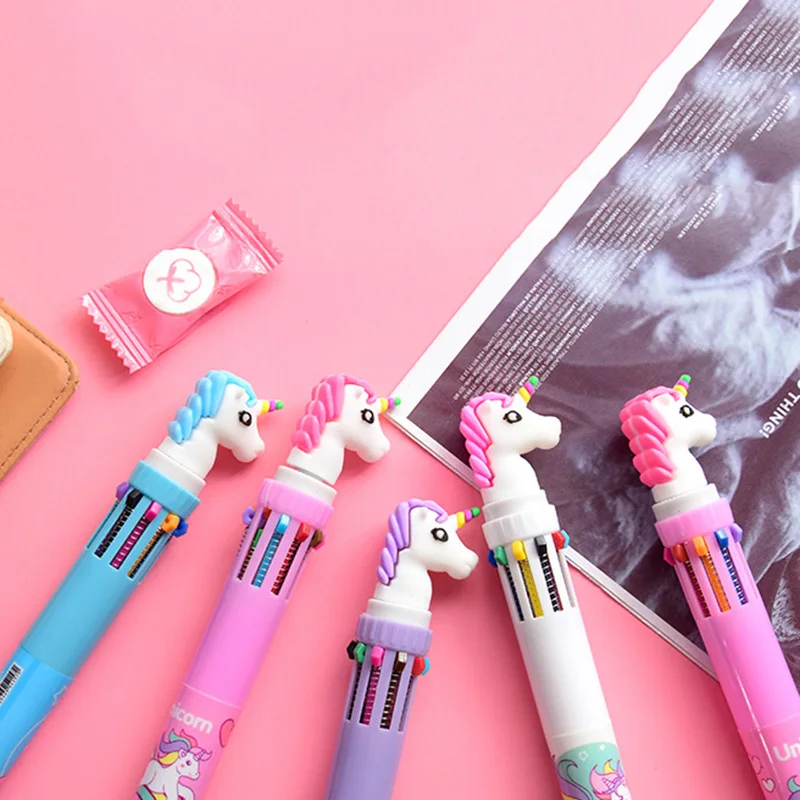 Розовая Звезда многофункциональная 6 в 1 красочная Шариковая ручка Kawaii Единорог