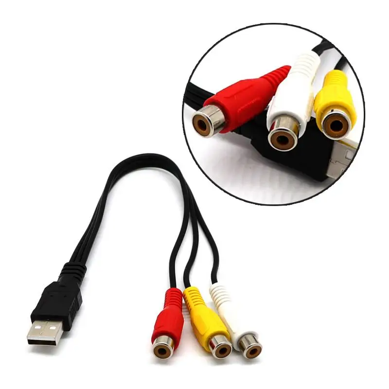 Кабель преобразователь с USB штекера на 3RCA RGB Разъем AV аудио|Кабели передачи