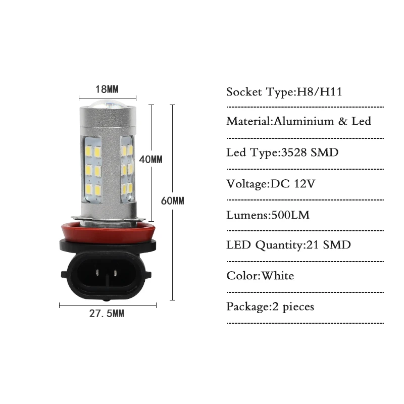 2x H8 H11 Автомобильный светодиодный проектор туман светильник LED DRL лампы нет ошибок