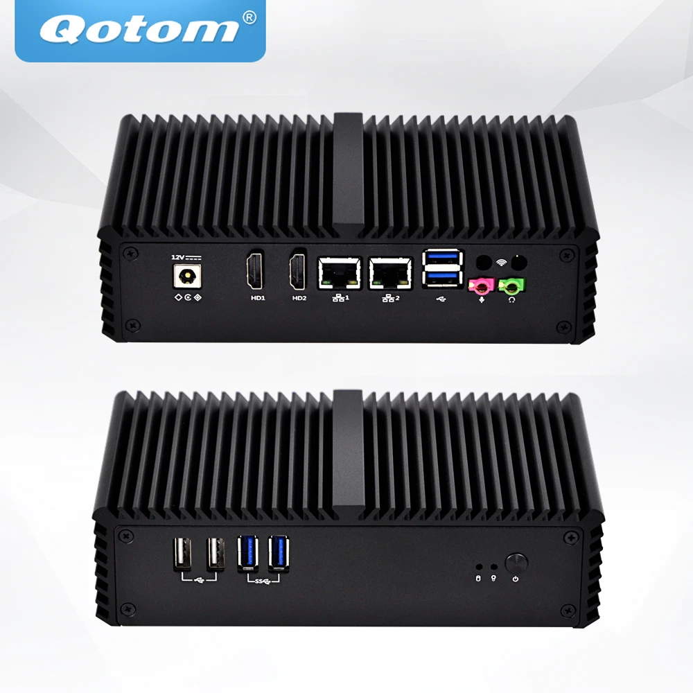 Qotom мини ПК Q301P Q305P Celeron 2955U/3205U процессор с двойной Lan 6 * USB RS232 RS485 VGA 15 Вт