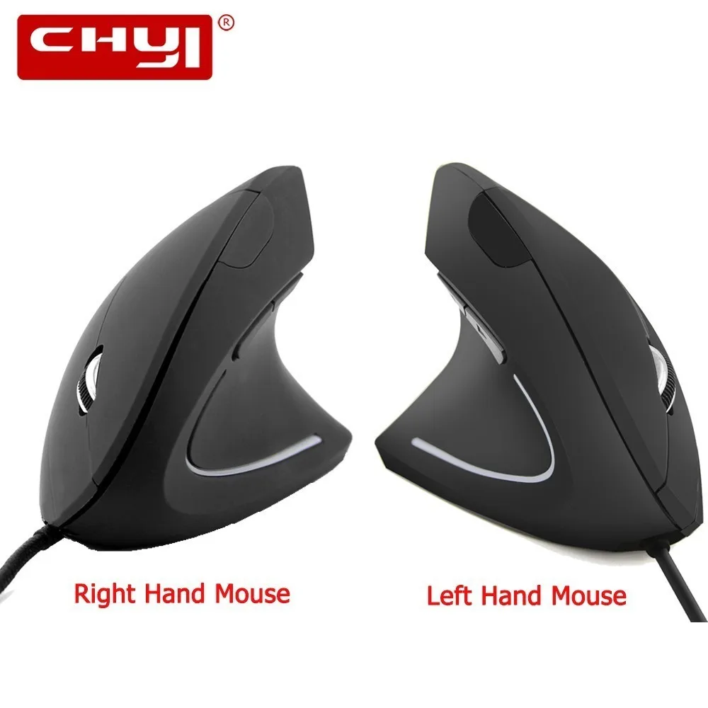 CHYI Ergonomic Vertical Mouse Right/Left Hand Computer Wired Mice 1600DPI Optical 5D LED Light Gaming Mouse With Mouse Pad