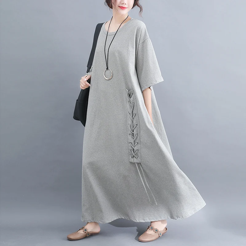 2019 весеннее и летнее Новое вязанное платье большого размера с рукавом для