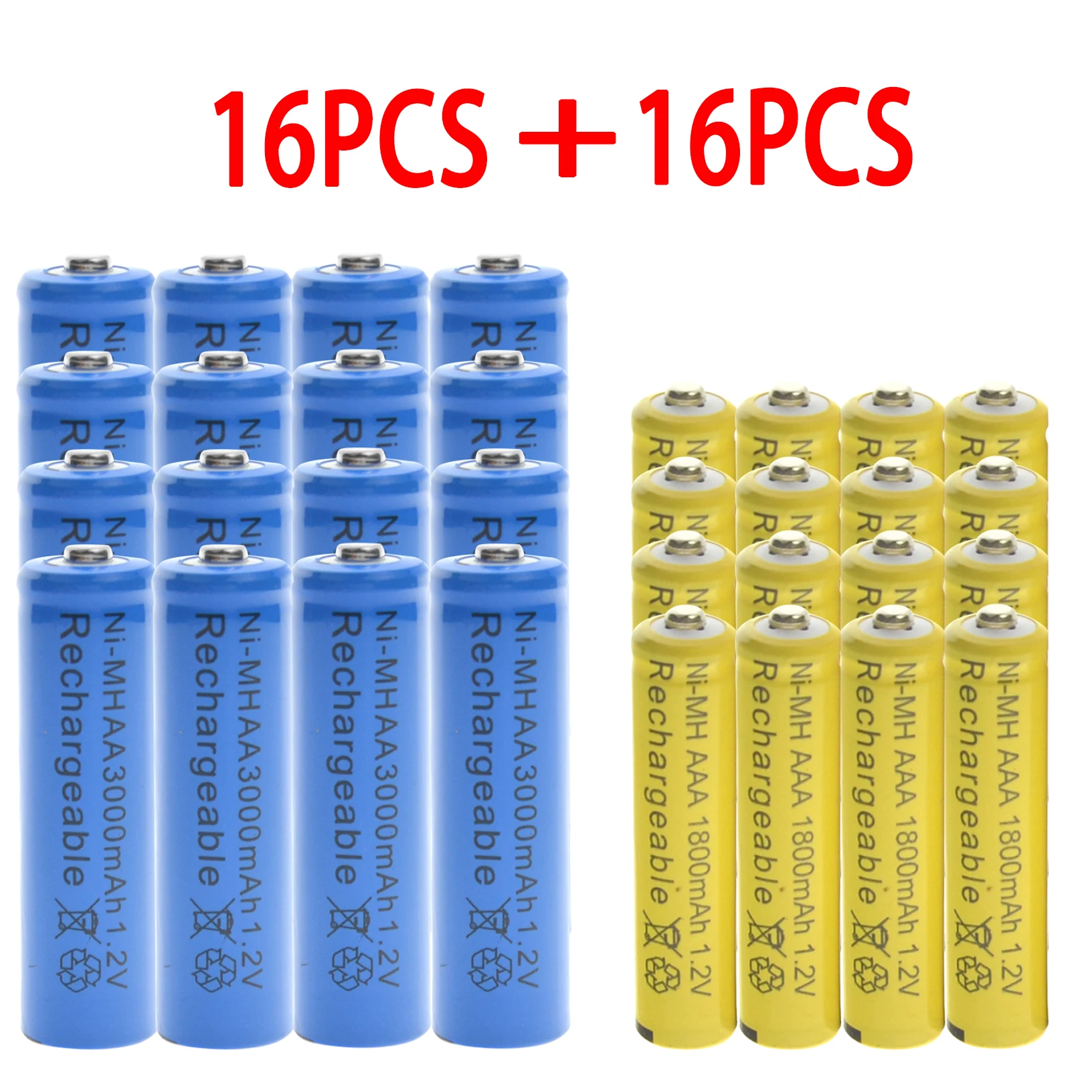 1 24 шт синий AA 3000mAh + желтый AAA 1800mAh NiMH аккумуляторная батарея RC MP3