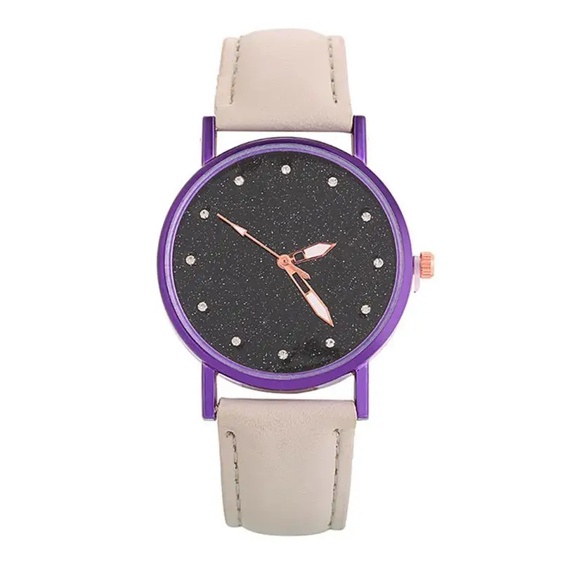 Роскошные женские часы кожаные Звездное небо модные бриллиантовые Женские