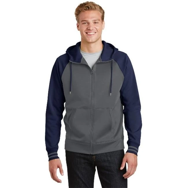 Спорт ТЭК ST236 фитиль Varsity Fleece Full Zip Куртка С Капюшоном Темно серый дым и темно