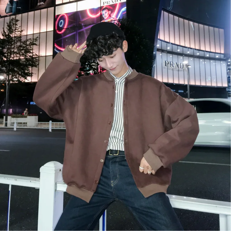 Осень и Новинка зимы Мужская Мода Повседневное с длинными рукавами свободные