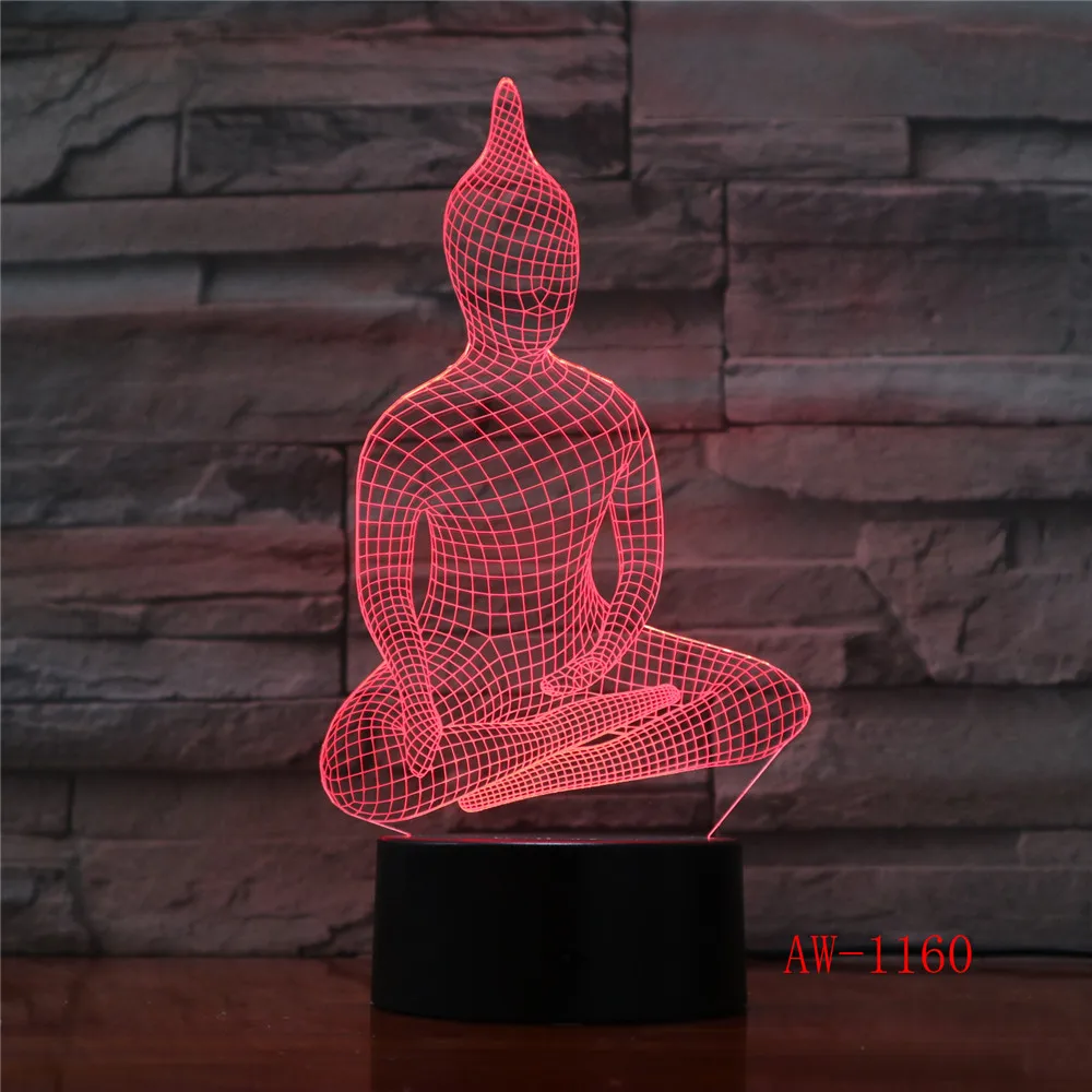 3d лампе Будда настольная лампа LED ночник цвет изменяемый Декор освещение в
