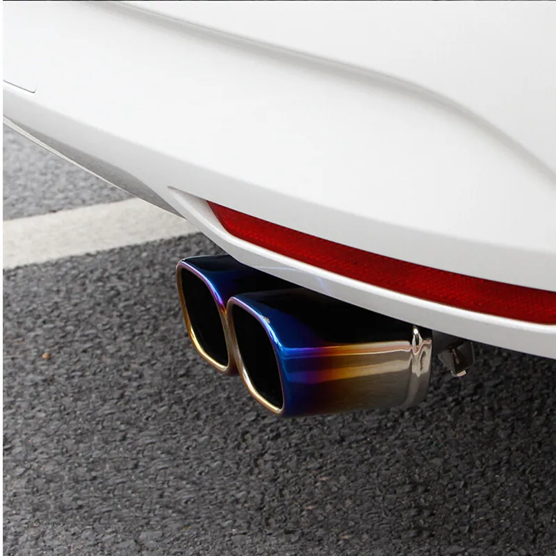 Universal Grilled Blue Stainless Steel 1to2 Dual Pipe Exhaust Muffler Tip Covers Car Styling Modification Cola De Escape | Автомобили и