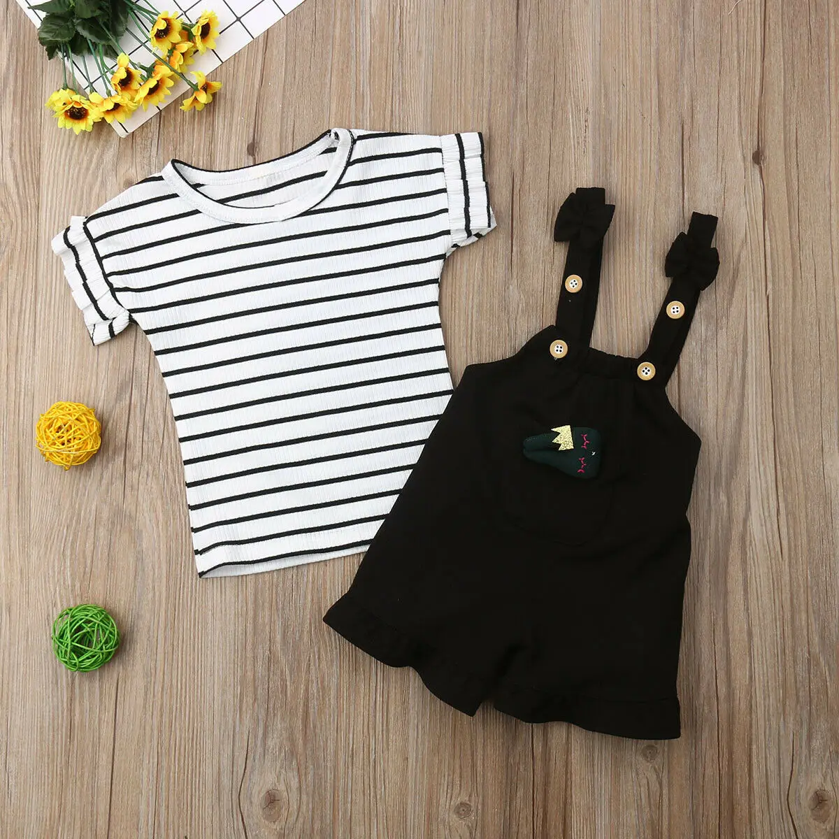 Комплект из 2 предметов: футболка на бретелях для маленьких девочек Топ и