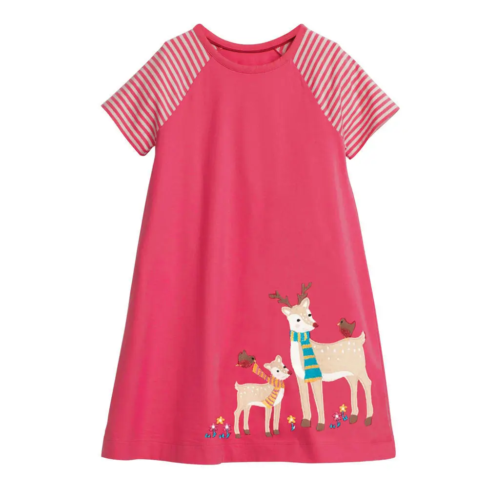 Littlemandy Girls Dresses Flower Appliques Summer Princess Dress Brand Baby Clothes Short Sleeve Tunic Moana | Детская одежда и