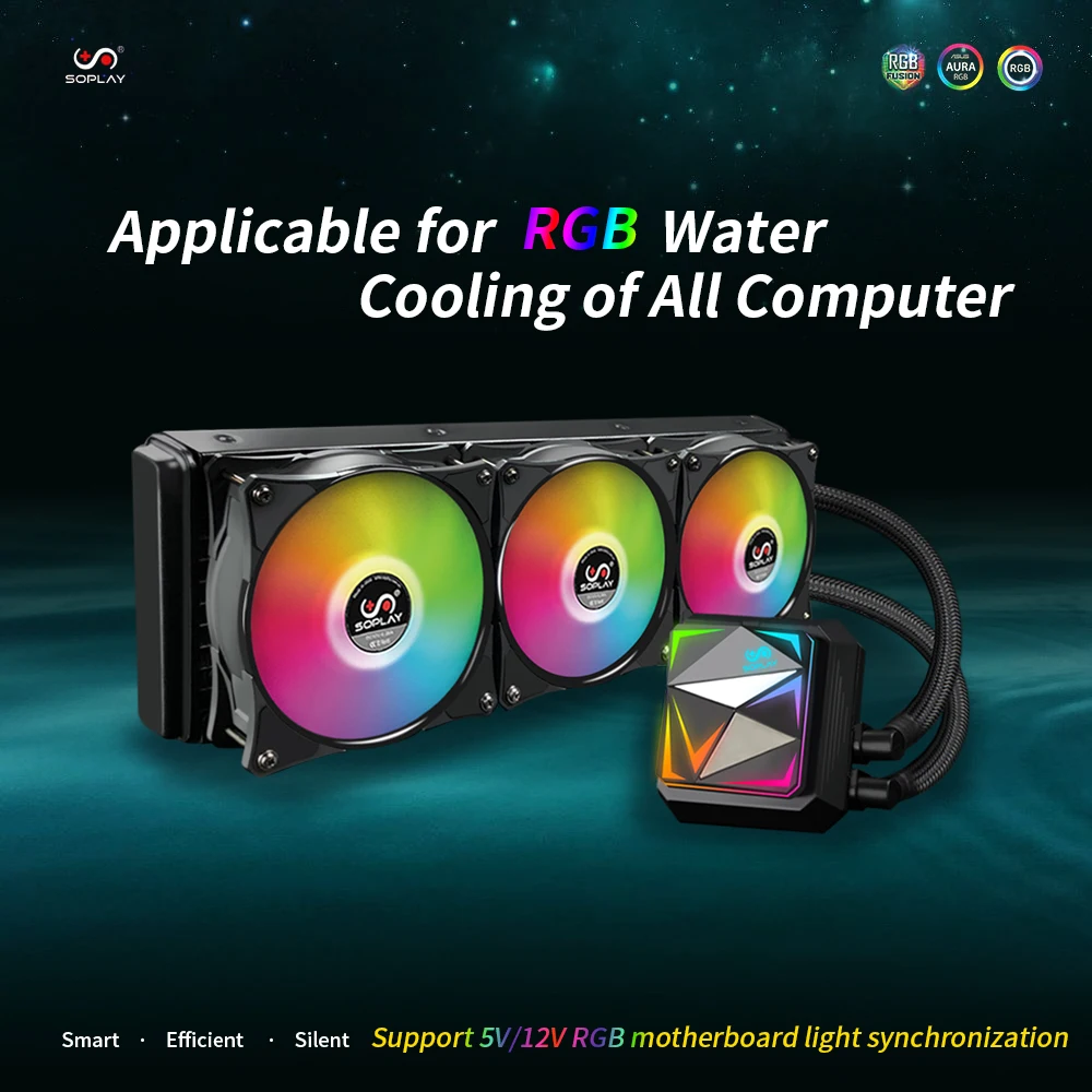 Кулер с водяным охлаждением SOPLAY 360 мм кулеры радиатор ЦП тихий RGB для Intel LGA