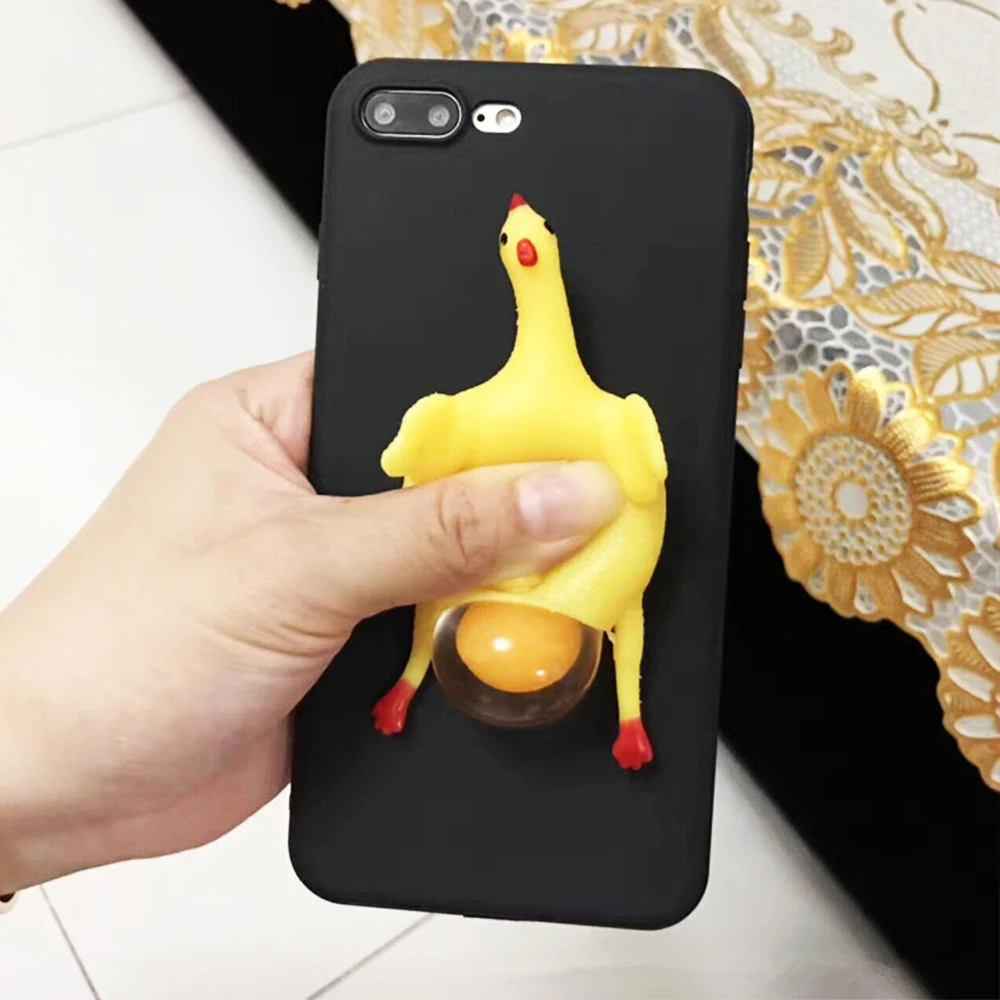 3D антистресс милый чехол Tiktok курица лежа яйцо Телефон для iPhone X XS 6 7 8 Plus снятие