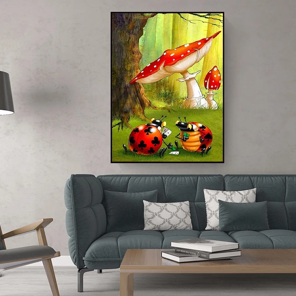 EverShine 5D Diamond Painting Full Drill Square Insect Cross Stitch Embroidery Ladybug Rhinestones Pictures Home Decor | Дом и сад