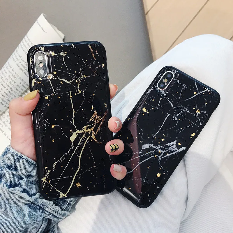 XINDIMAN Concise Glue Marble case for iphoneX XSMAX XR backcover hard plastic shell iphone7 7plus 8 8plus 6 6s 6plus fundas |