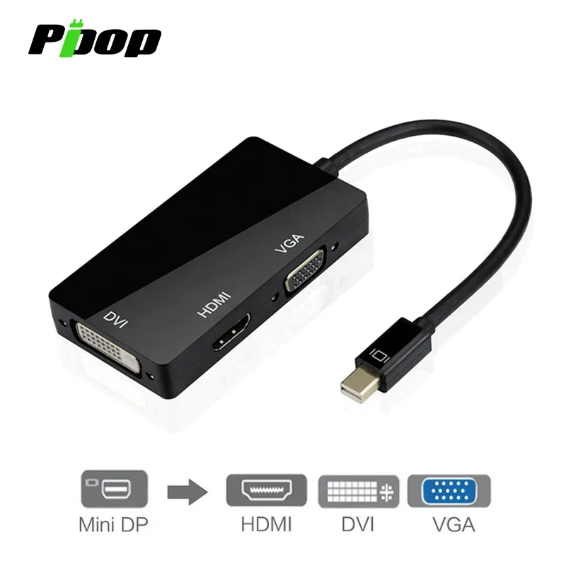 Кабели преобразователи 3 в 1 mini DP к HDMI compat DVI VGA Thunderbolt 2 мама папа Для iMac MacBook Pro Air Surface