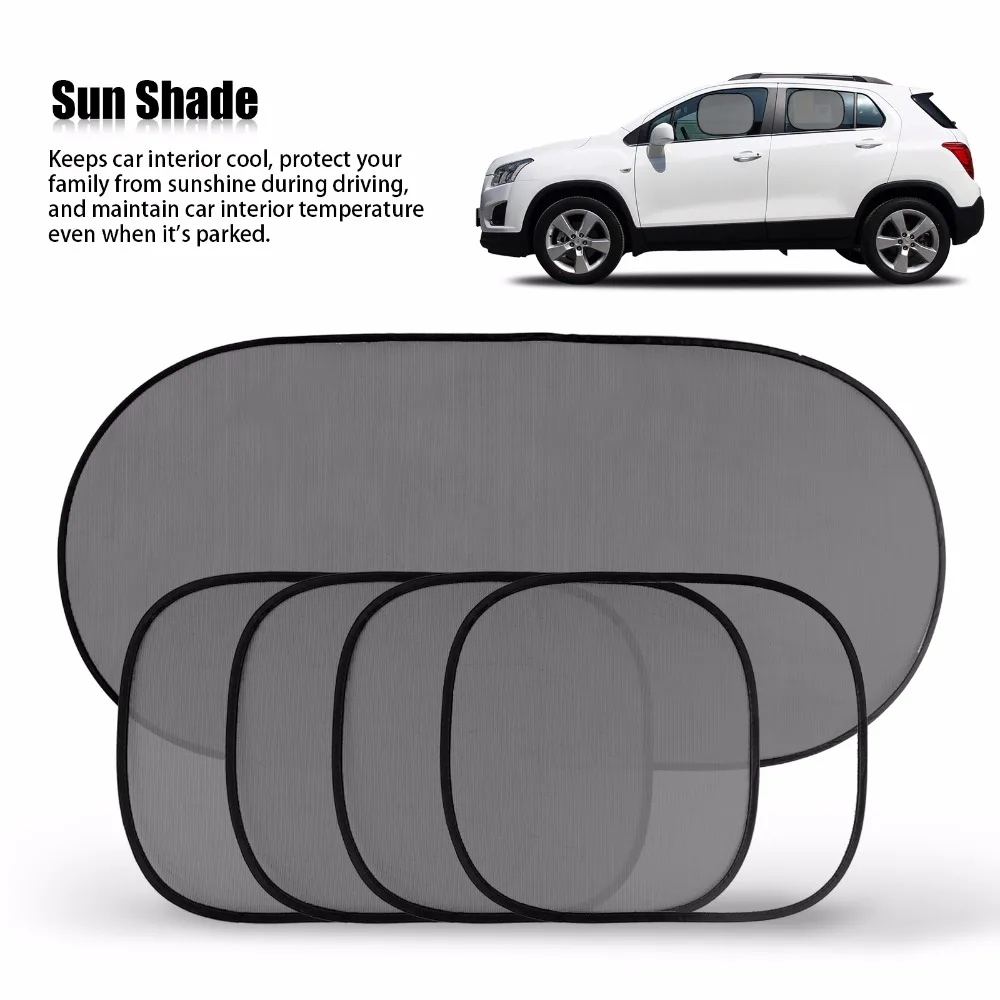 5 Pcs Car Window Glass Sun Shade Black Mesh Cover Windshield Rear Side Sunshade Visor Block