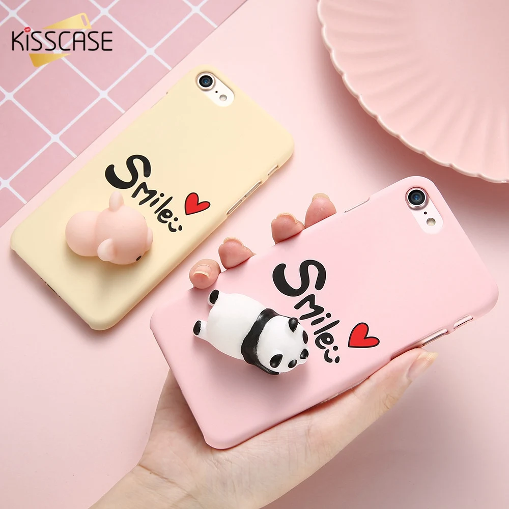Мягкий силиконовый чехол KISSCASE 3D с животными для iPhone 6s 6 8 7 Plus милый снятия стресса 5