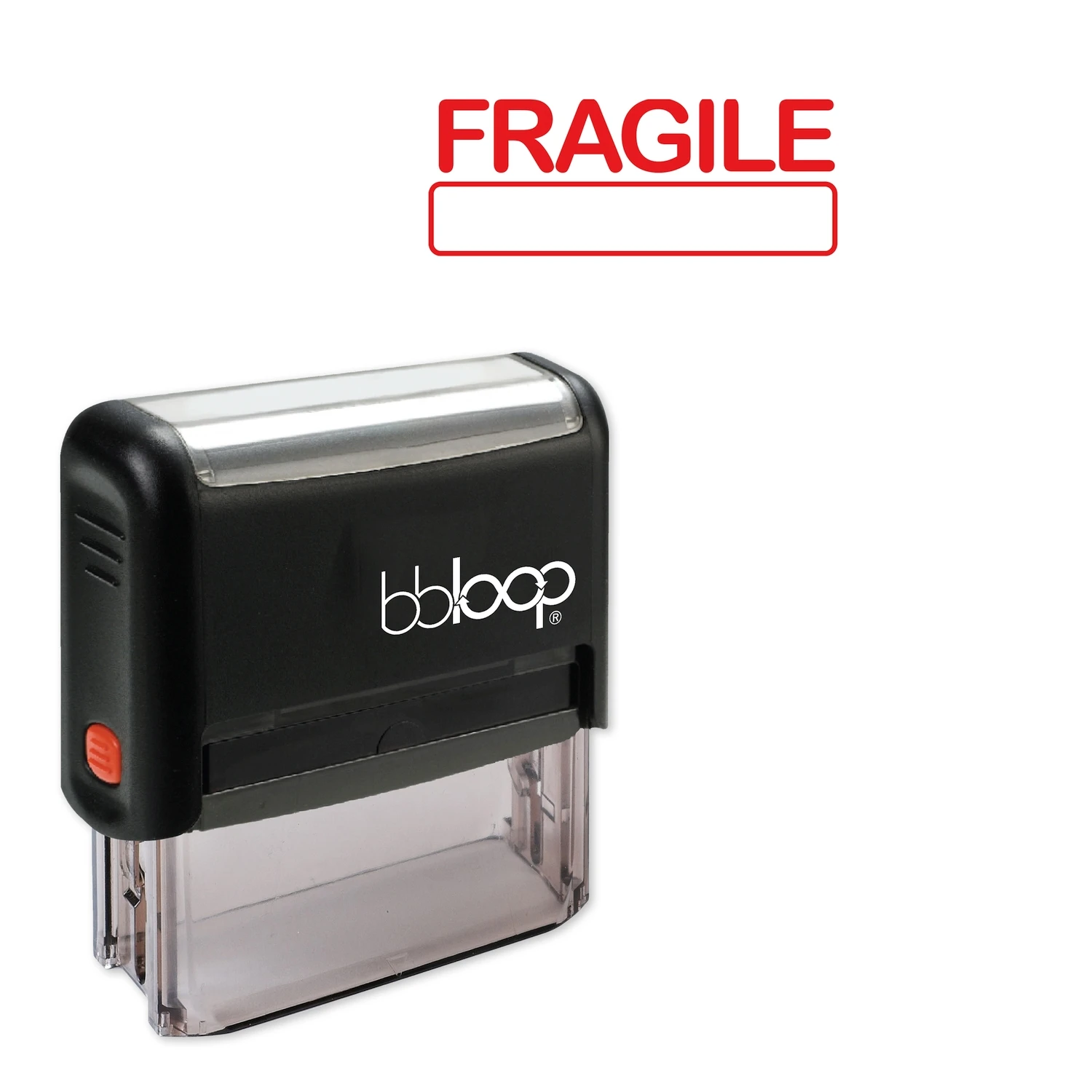 

Bbloop Fragile w/block Style Font and Design Self-Ink