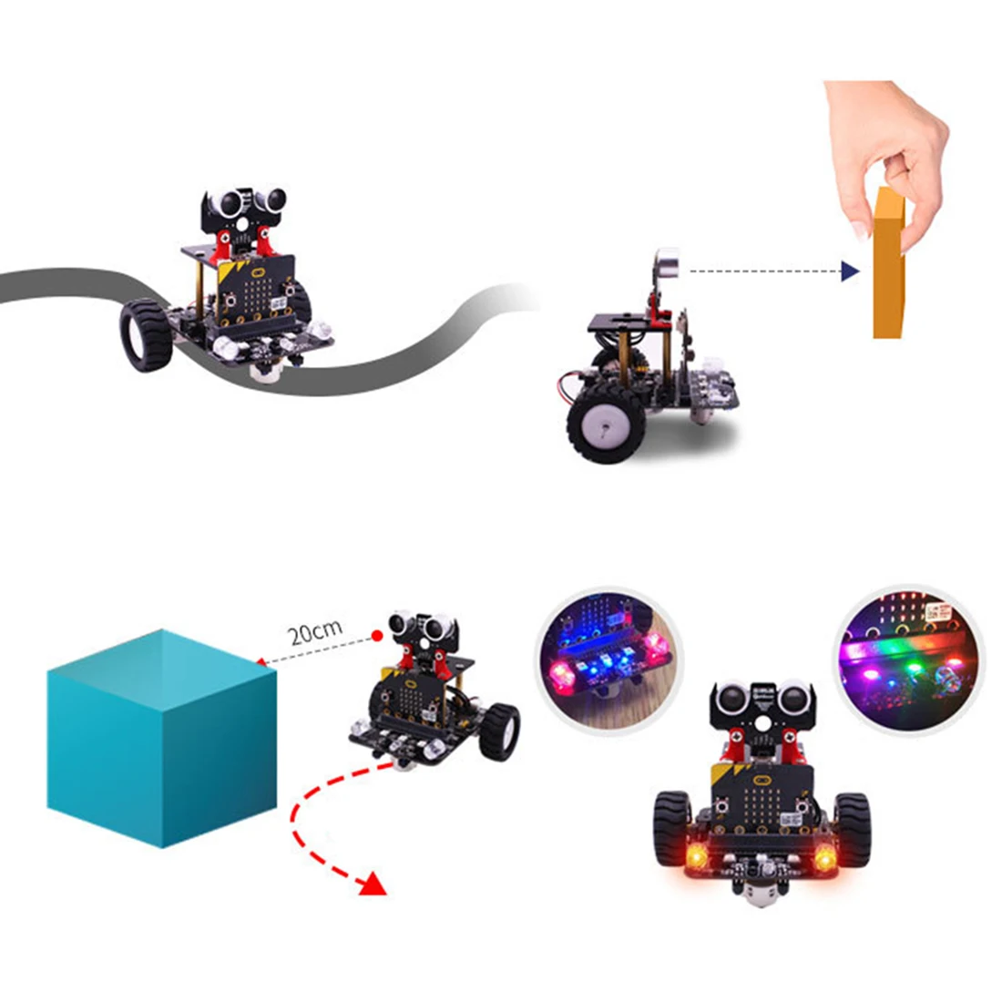 

Graphical Programmable Robot Car with Bluetooth IR and Tracking Module Stem Steam Robot Car Toy for Micro:bit BBC