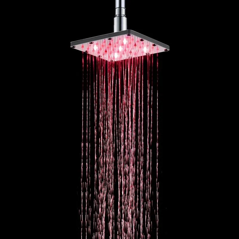 3 Colors LED Auto Changing Rain Shower Square Head Light Home Water Bathroom chuveiro do banheiro ducha pommeau douche douchekop |