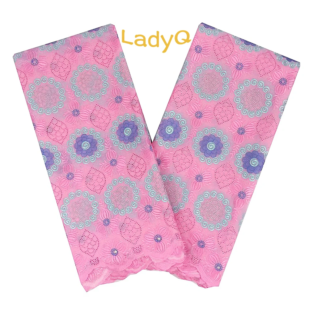 LadyQ Aso Ebi белая нигерийская кружевная ткань для свадьбы 2018 Хлопок Вышитая