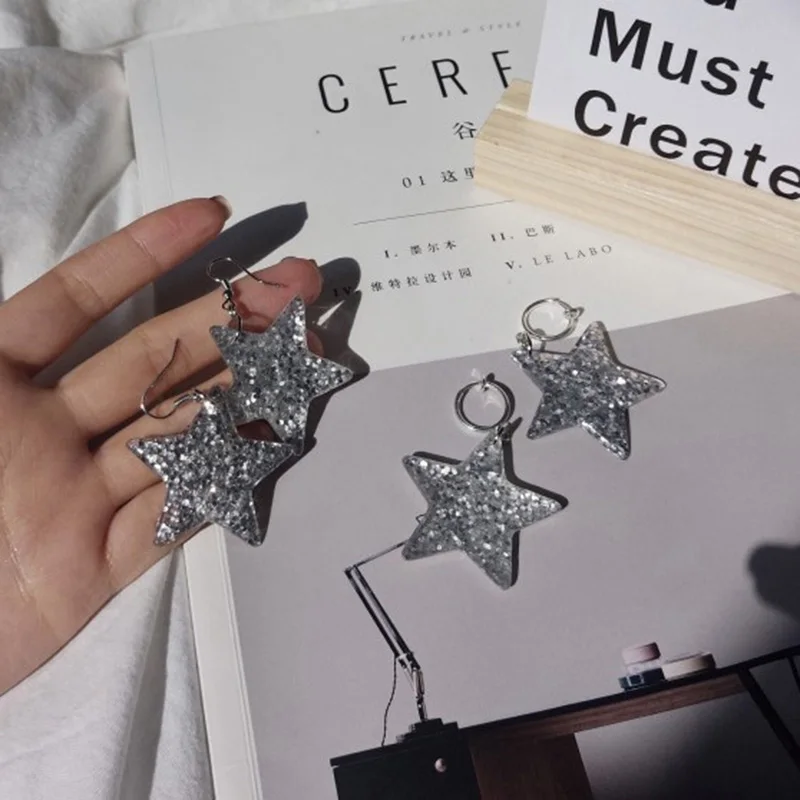 Серьги капельки с большой звездой для женщин модные украшения вечеринок