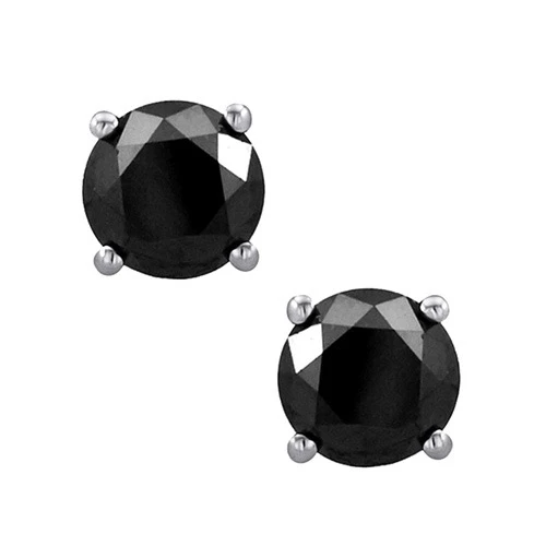 1 1/4 ct. Tw. Черные сережки с бриллиантами из белого золота 10 карат|Серьги| |