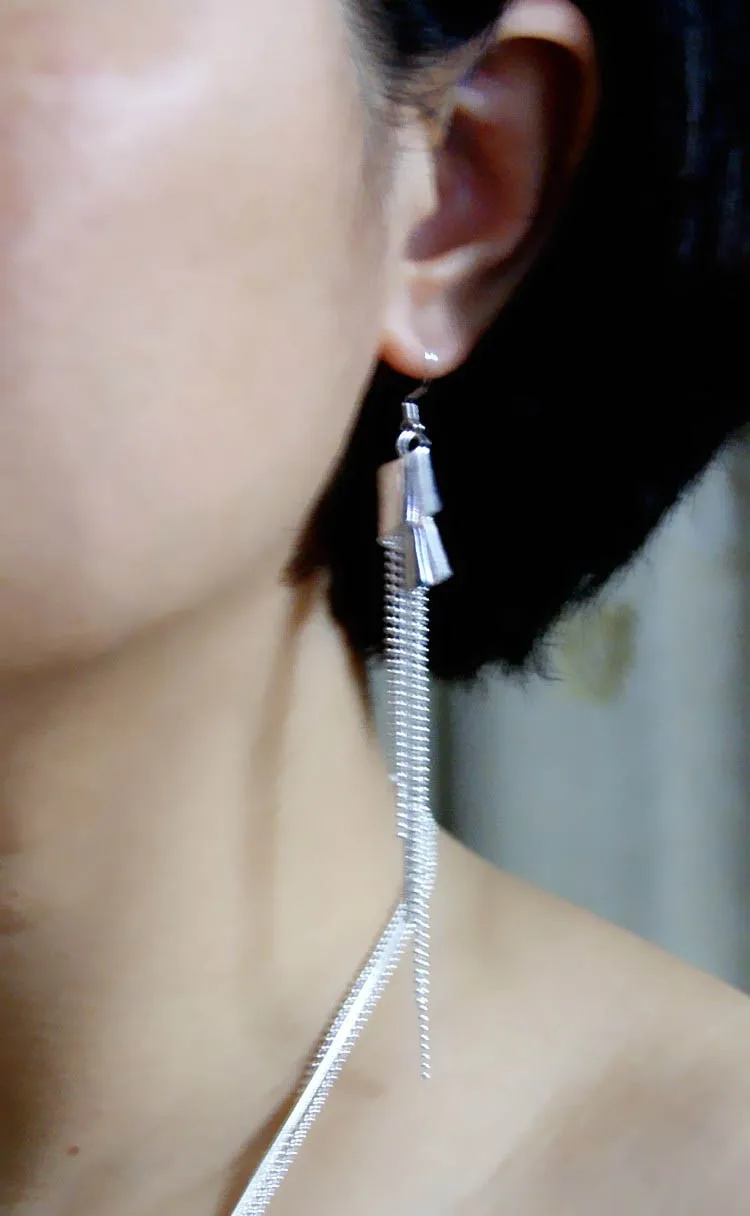 925 sterling silver long tassel earrings for women sweet romantic popular jewelry ladies | Украшения и аксессуары