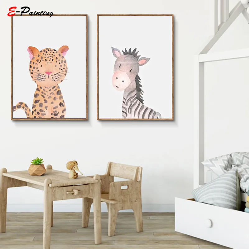 Акварель динозавр животное фотообои искусство печать милый ребенок фотография