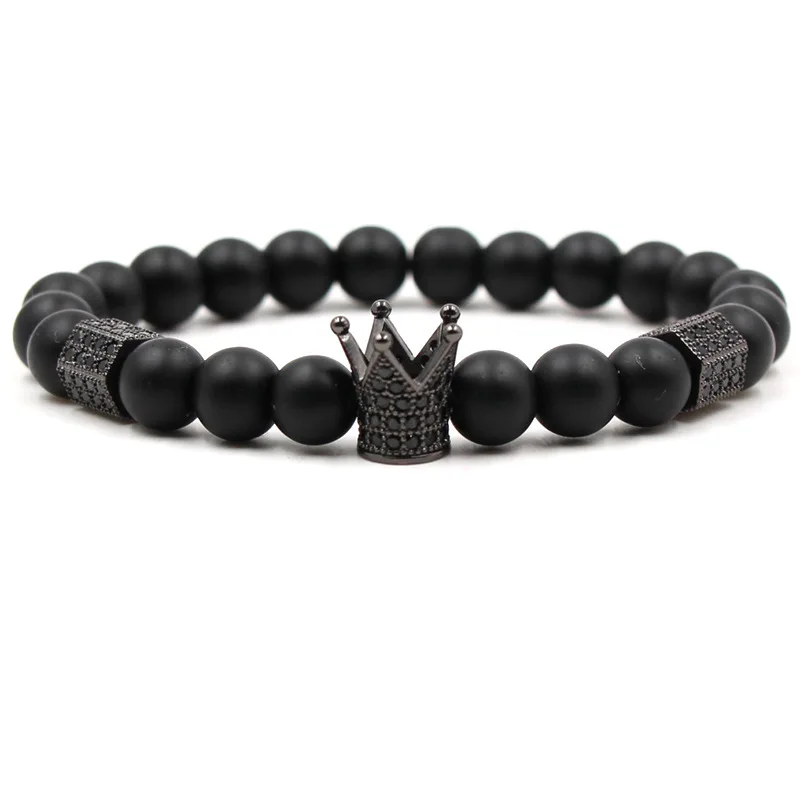 Высокое качество Черный Матовый для мужчин и женщин браслет Amazon матовый камень