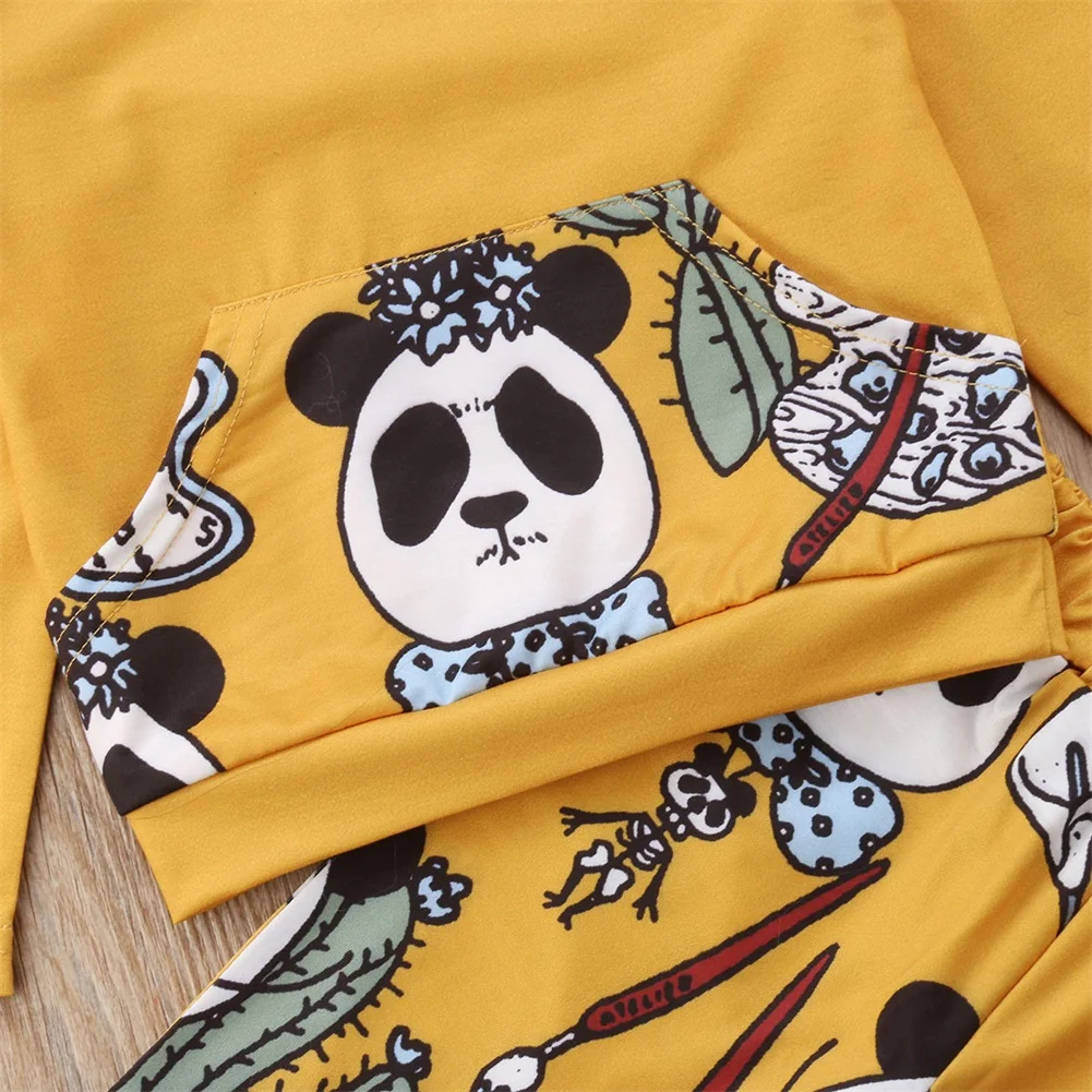 Pudcoco New Brand 2Pcs Toddler Baby Boys Girls Panda Hooded Tops Pants Outfit Set | Детская одежда и обувь