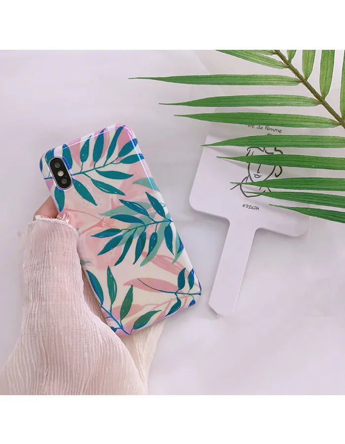 XINDIMAN синего света зеленый чехол для iphone X case силиконовая задняя крышка 7 plus лист с