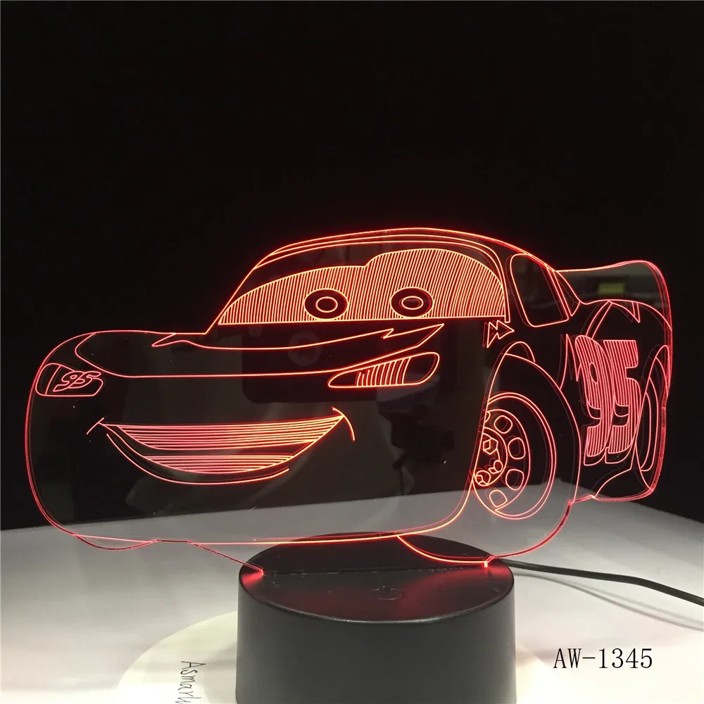 Lightning McQueen Route 66 ваш гоночный автомобиль 3D 7 цветов лампа визуальные светодиодные