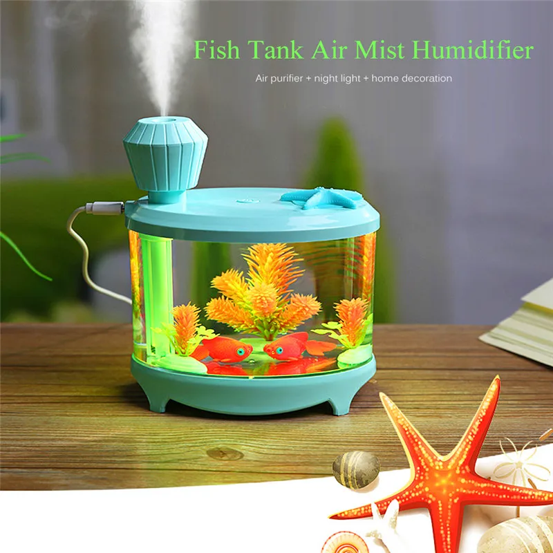 Portable 460ml Fish Tank USB Humidifiers LED Light Air Ultrasonic Humidifier Essential Oil Aroma Diffuser Mist Maker For Home |