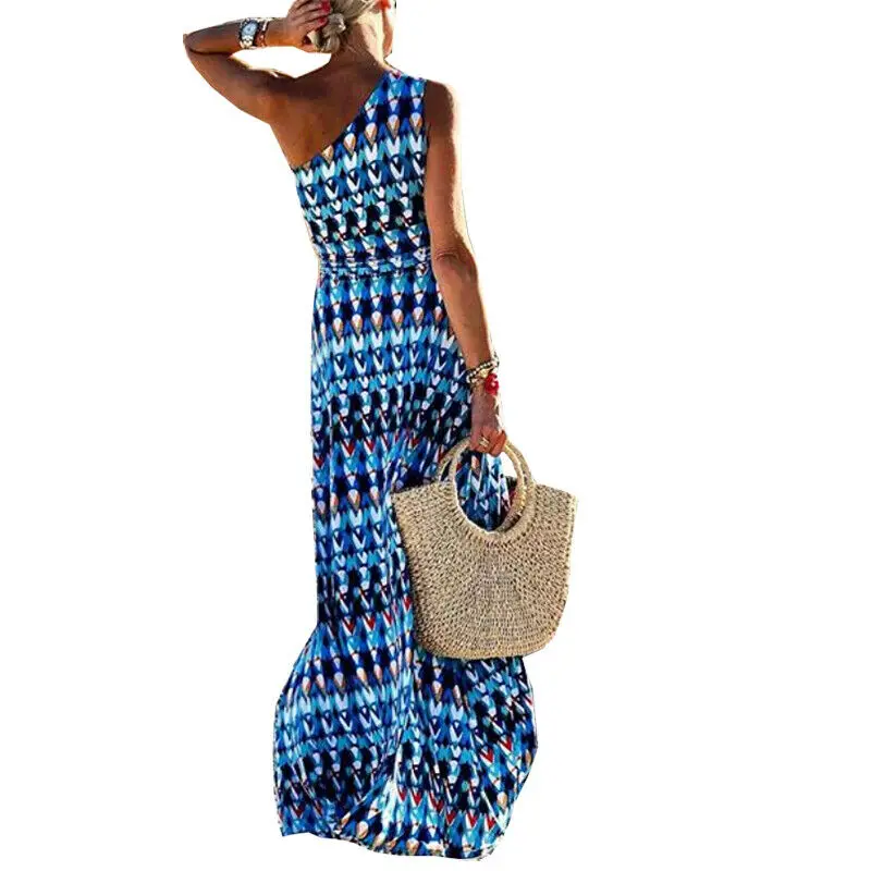 2019 Летнее Длинное платье цветочный пляжное богемное с принтом Туника макси для