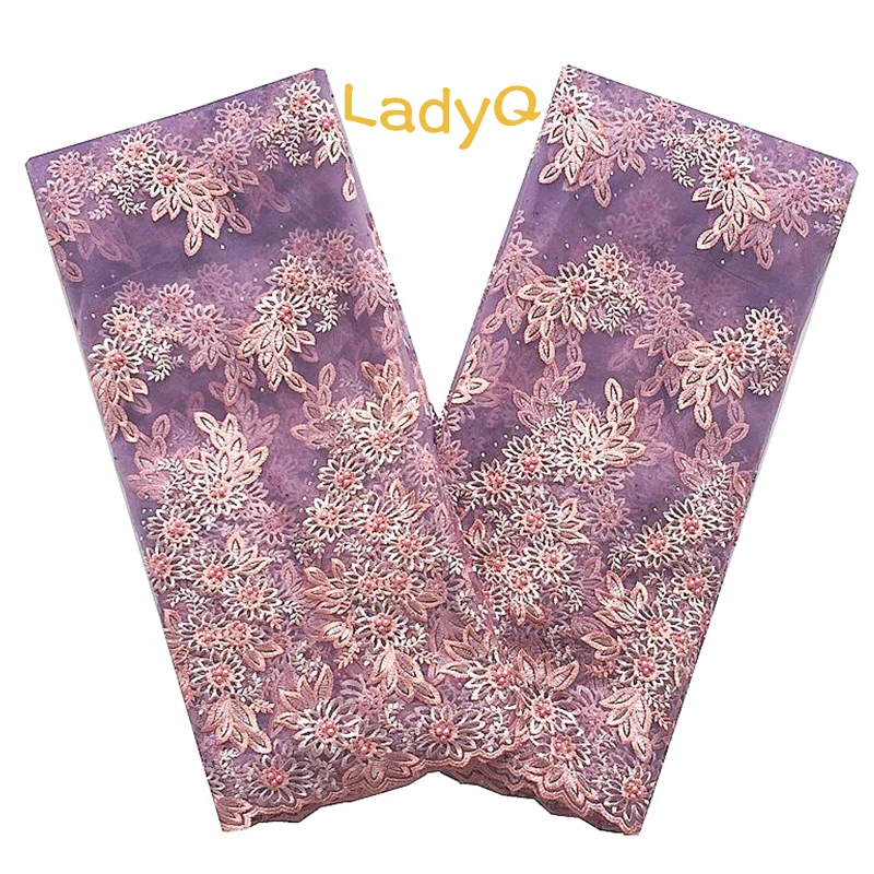 

LadyQ White Lace Fabric Heavy Beaded African Lace Fabric 2018 High Quality Lace Swiss Purple Royal Blue Lace Fabrics With Stones