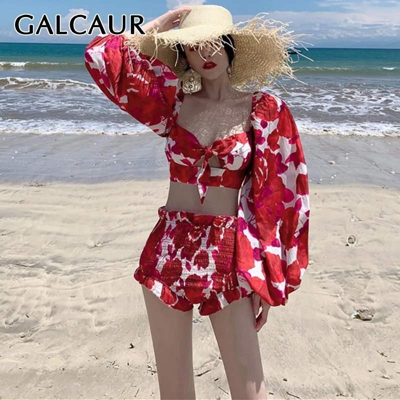 Комплект GALCAUR женский из двух предметов пикантный укороченный топ с квадратным