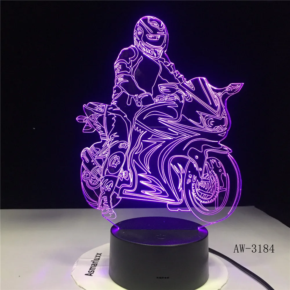 Светящаяся модель мотоциклетного велосипеда 3D иллюзия светодиодная лампа