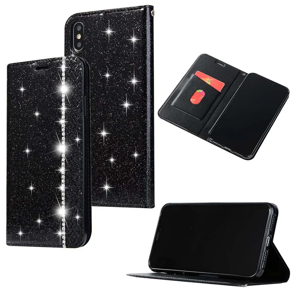 Кожаный чехол KISSCASE со стразами для Samsung Galaxy S8 S9 Plus S7 Edge откидной Чехол Note 8 9 кошелек